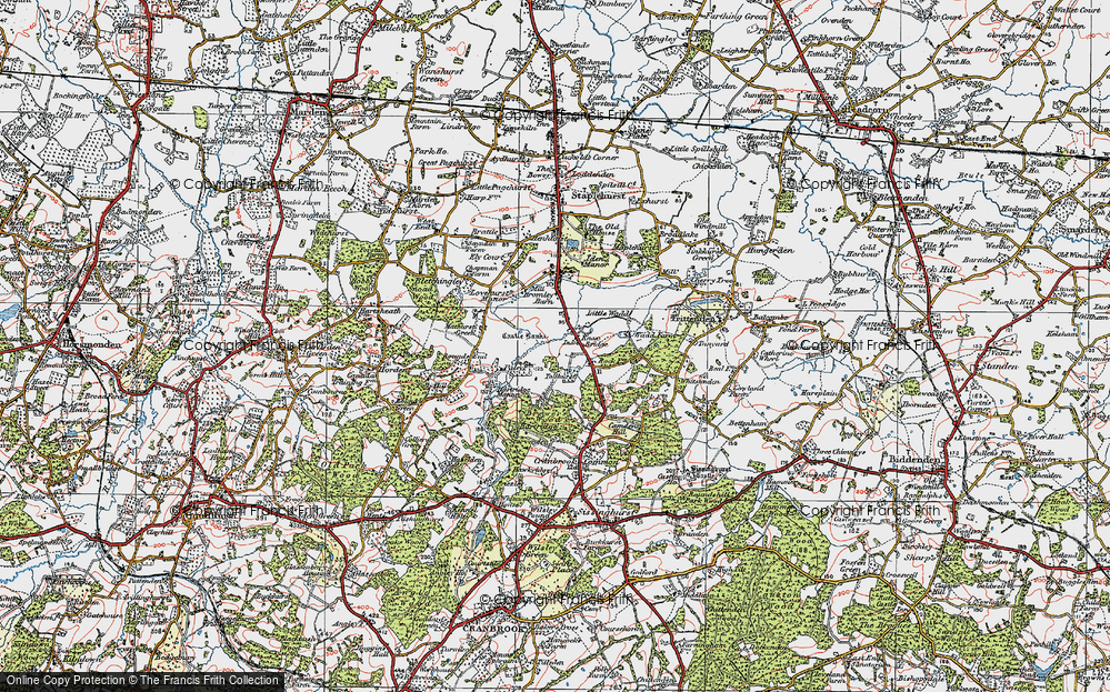 Old Map of Historic Map covering Bromley Barn in 1921