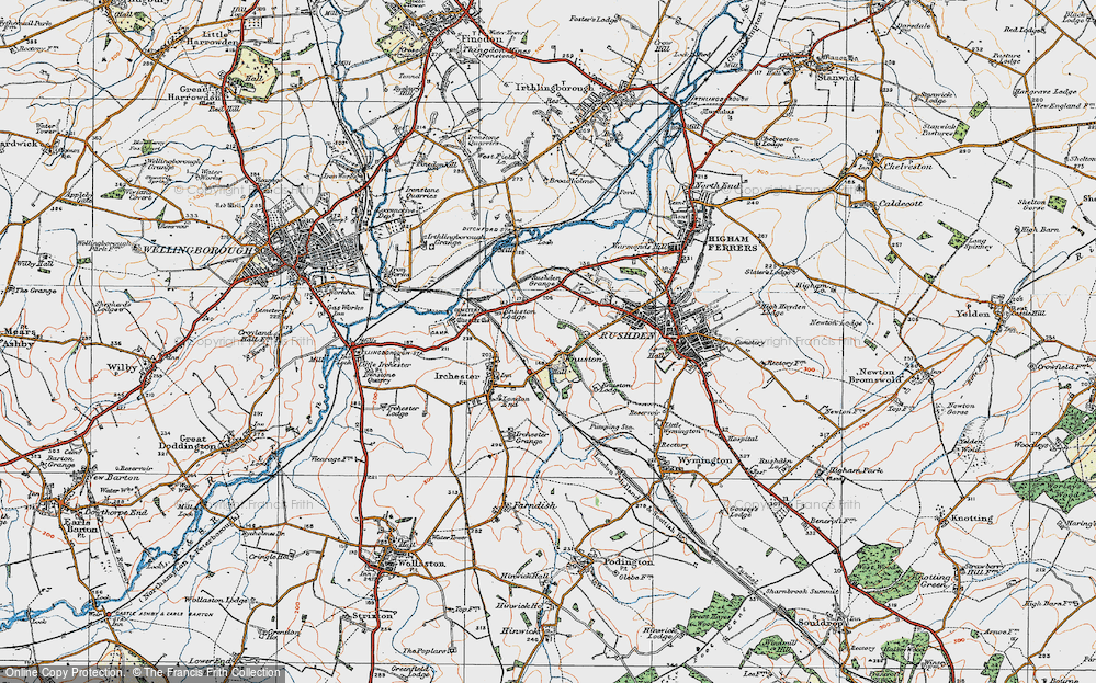 Old Map of Knuston, 1919 in 1919