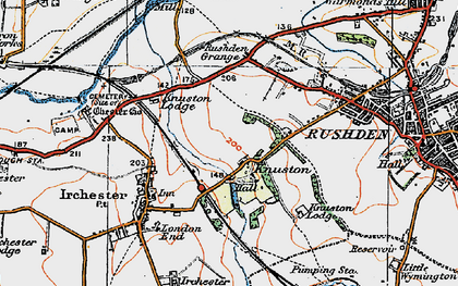 Old map of Knuston in 1919