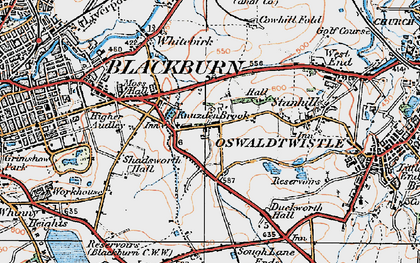 Old map of Knuzden Brook in 1924