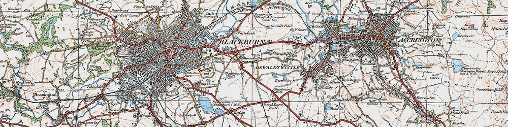 Old map of Knuzden Brook in 1924