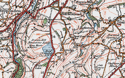 Old map of Krumlin in 1925