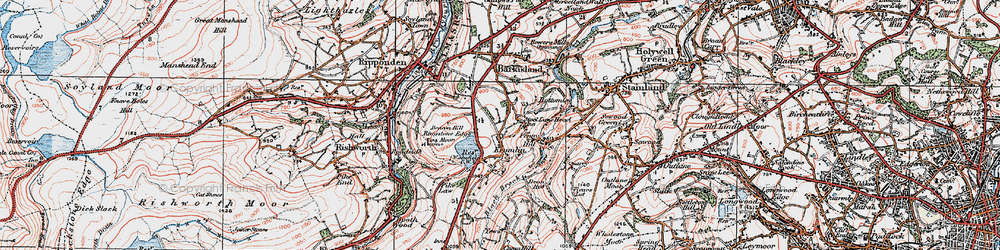Old map of Krumlin in 1925