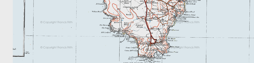 Old map of Kynance Cove in 1919