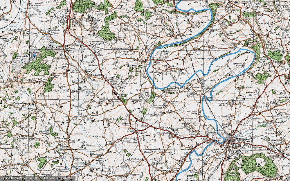 Old Map of Historic Map covering Hentland in 1919