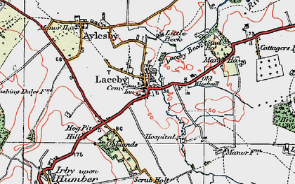 Old map of Laceby in 1923