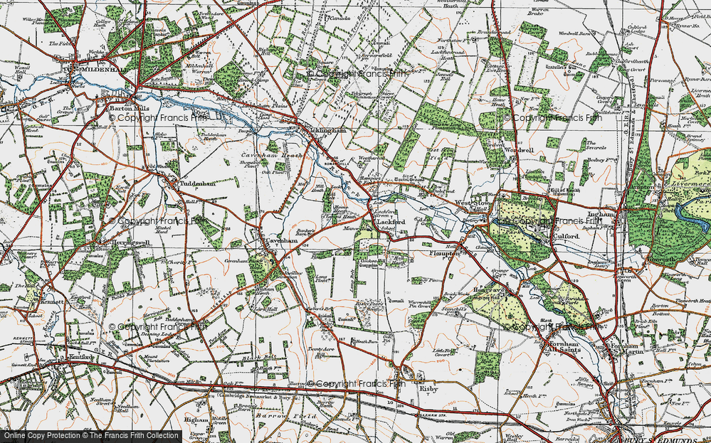 Old Map of Lackford, 1920 in 1920