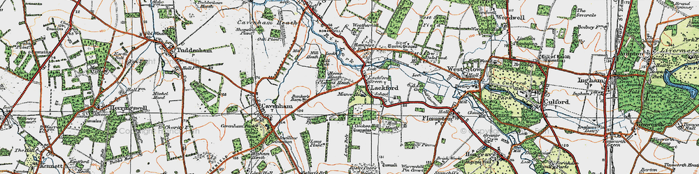 Old map of Lackford in 1920