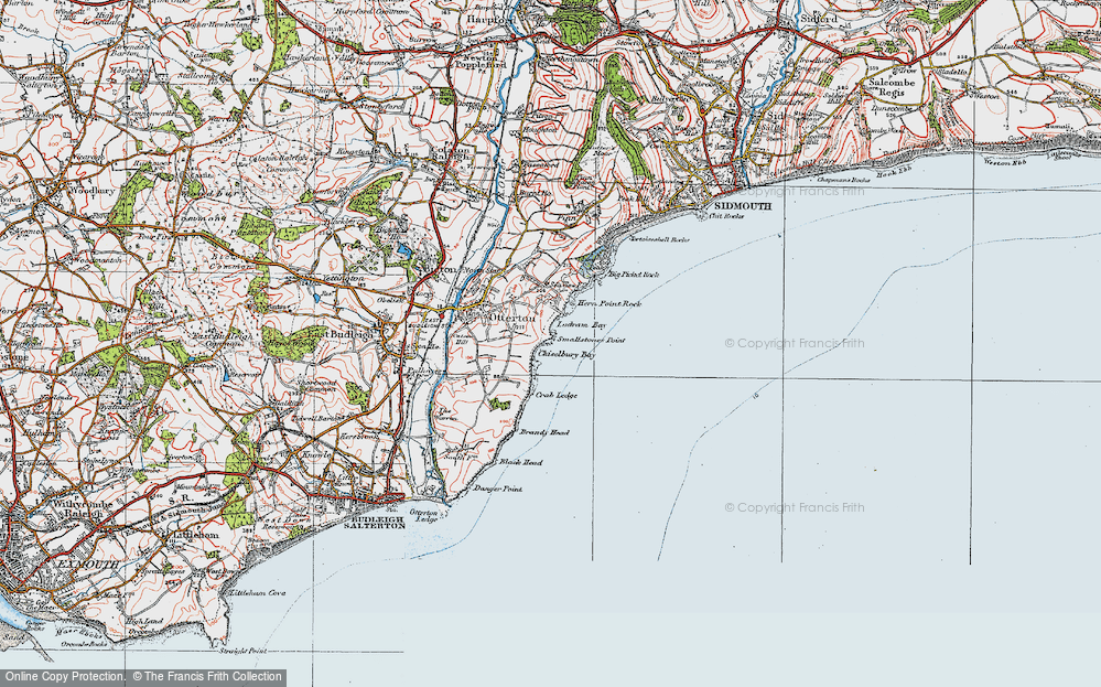 Old Map of Ladram Bay, 1919 in 1919
