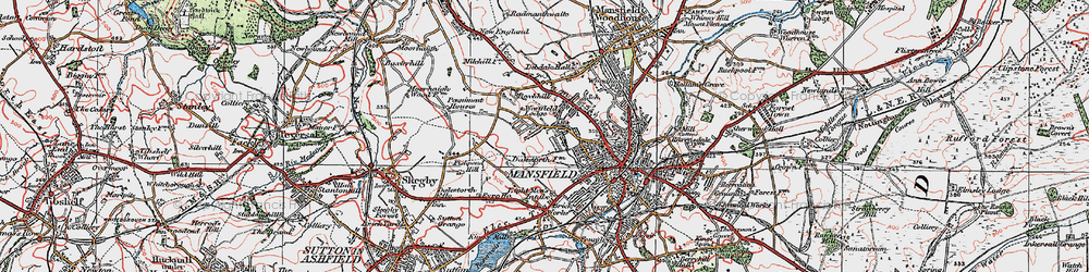 Old map of Ladybrook in 1923