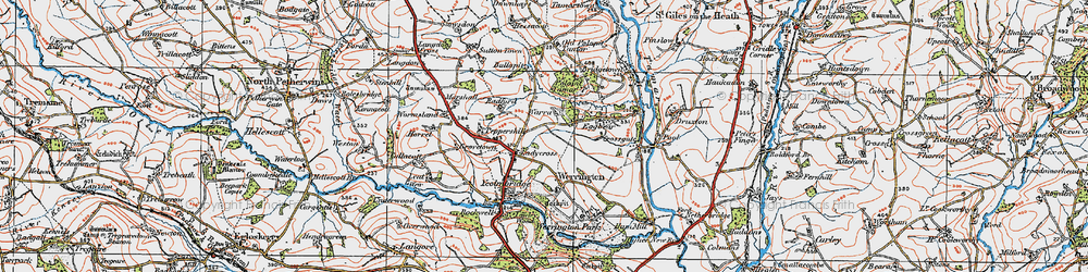 Old map of Ladycross in 1919