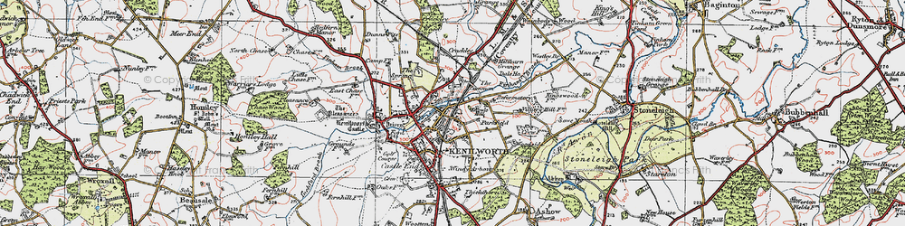 Old map of Ladyes Hills in 1919