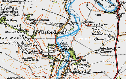 Old map of Amesbury Down in 1919
