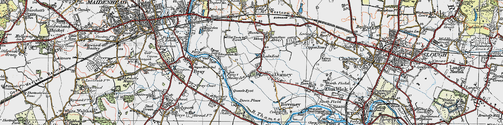 Old map of Burnham Abbey in 1920