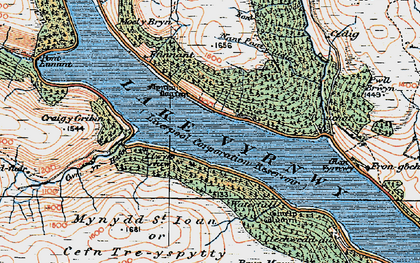 Old map of Afon Cedig in 1921