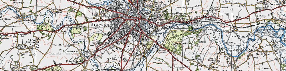 Old map of Lakenham in 1922