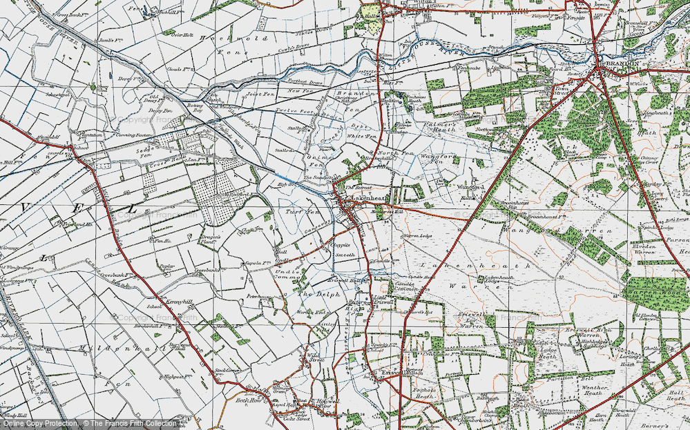 Old Map of Historic Map covering Wangford in 1920