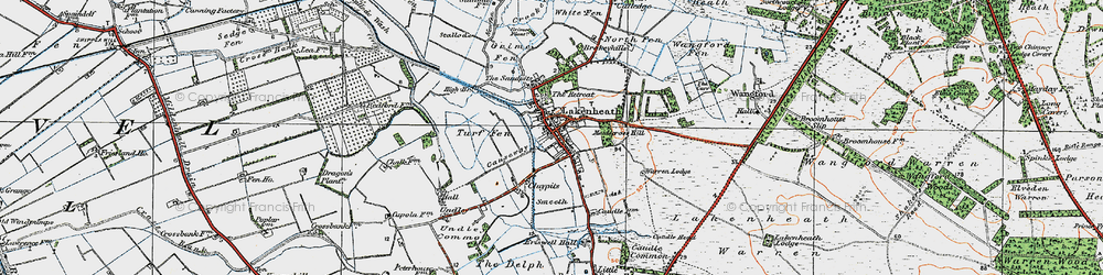 Old map of Wangford in 1920