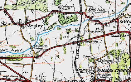 Old map of Thurrock Services in 1920