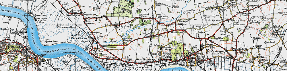 Old map of Thurrock Services in 1920