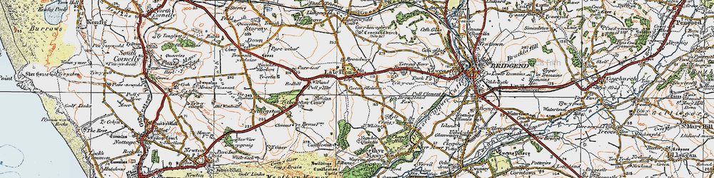Old map of Laleston in 1922