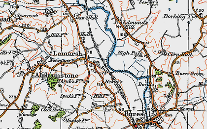 Old map of Lamarsh in 1921