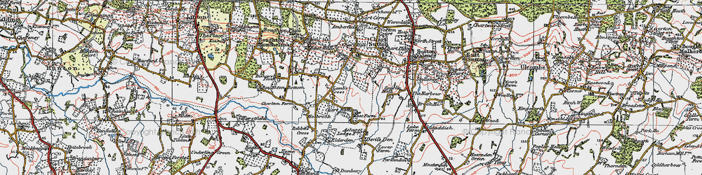 Old map of Lamb's Cross in 1921