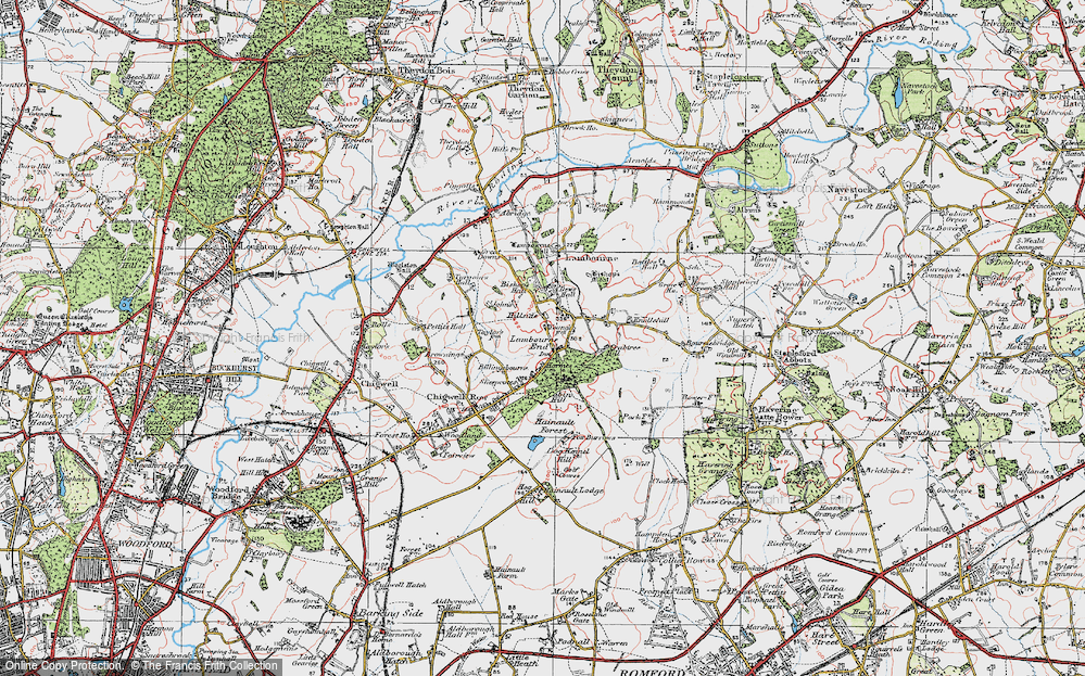 Old Map of Historic Map covering Billingsbourne in 1920