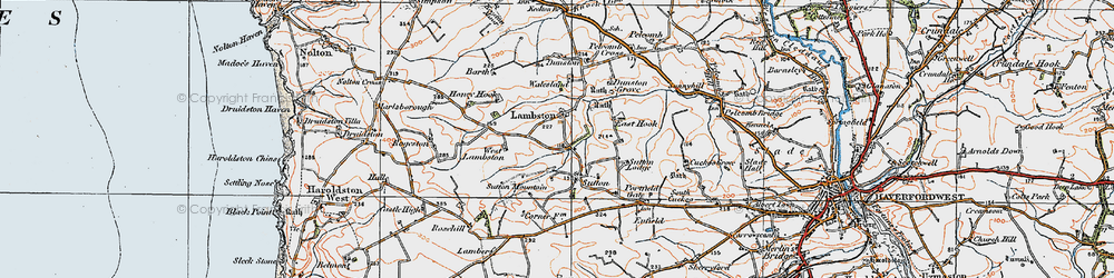 Old map of Lambston in 1922