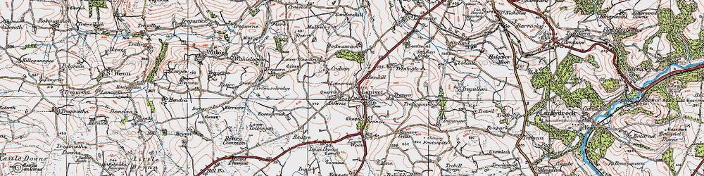 Old map of Bodwannick in 1919