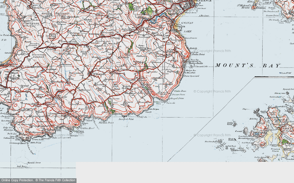 Old Map of Lamorna, 1919 in 1919