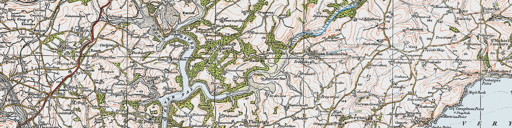 Old map of Lamorran in 1919