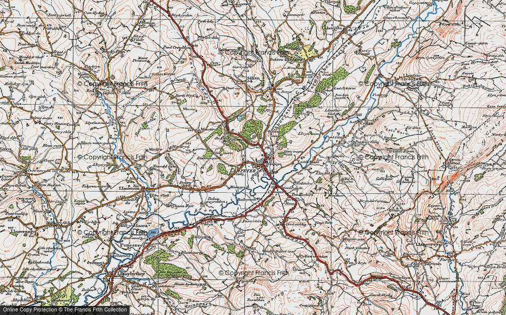 Old Map of Historic Map covering Beudiau in 1923