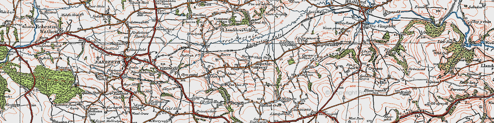 Old map of Afon Marlais in 1922