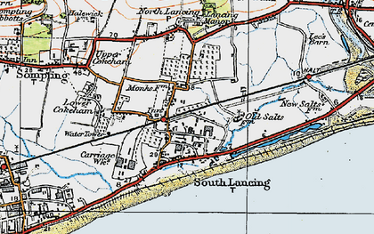 Old map of Lancing in 1920