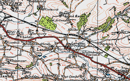 Old map of Acland Barton in 1919