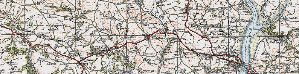 Old map of Landrake in 1919