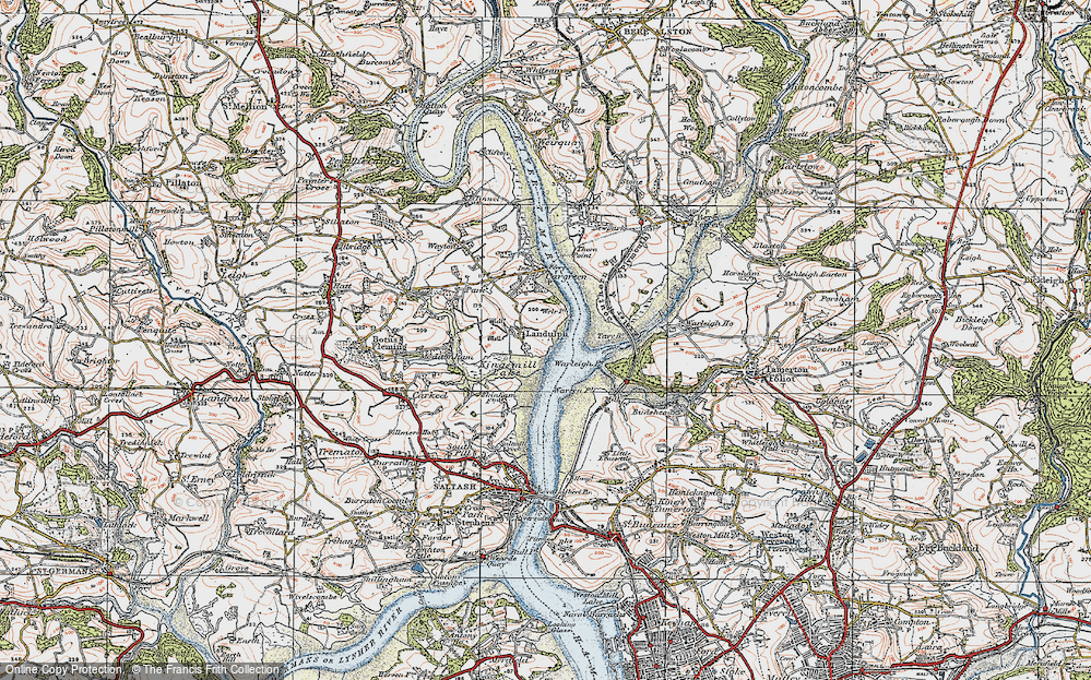 Old Map of Landulph, 1919 in 1919