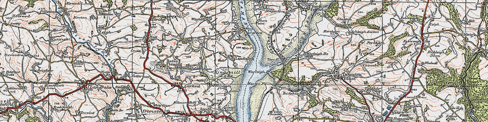 Old map of Landulph in 1919