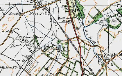 Old map of Landwade in 1920