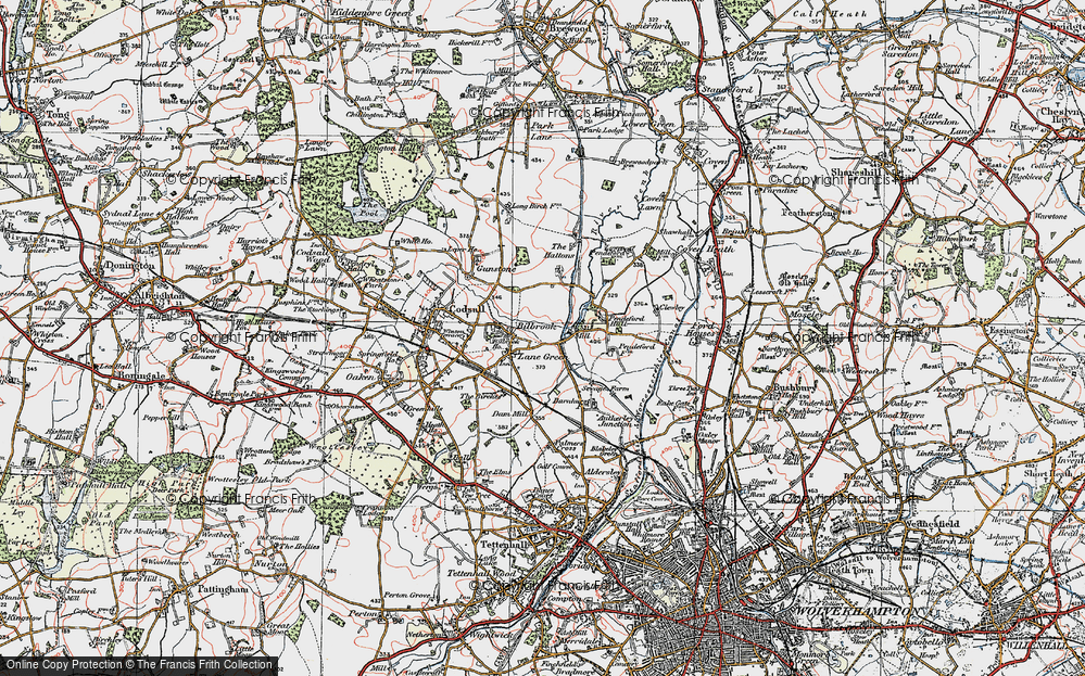 Old Map of Lane Green, 1921 in 1921
