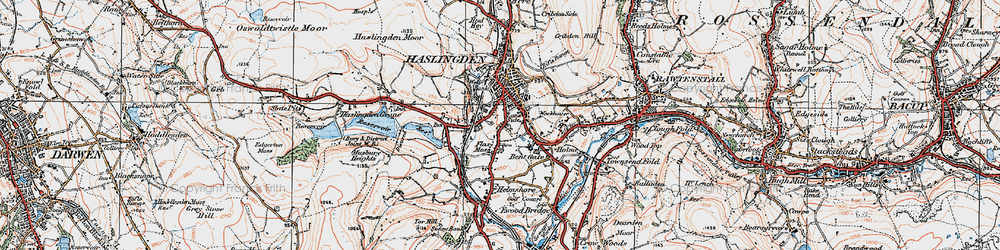 Old map of Lane Side in 1924