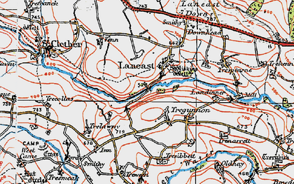 Old map of Laneast in 1919