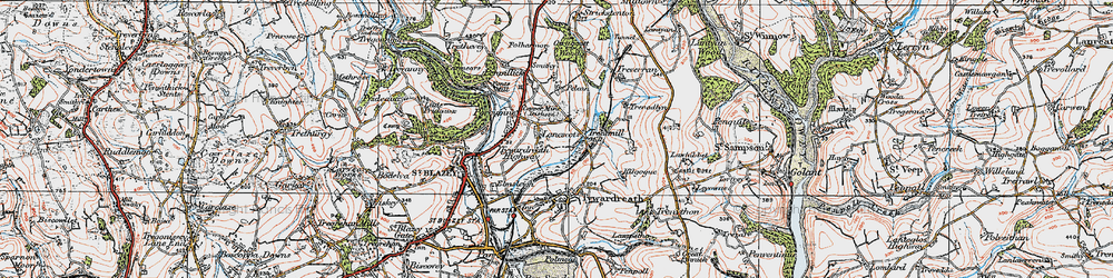 Old map of Lanescot in 1919