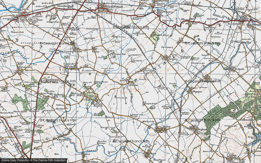 Old Map of Langar, 1921 in 1921