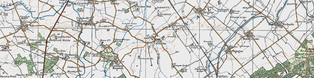 Old map of Langar in 1921