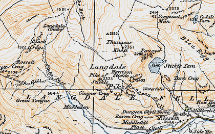Old map of Lining Crag in 1925