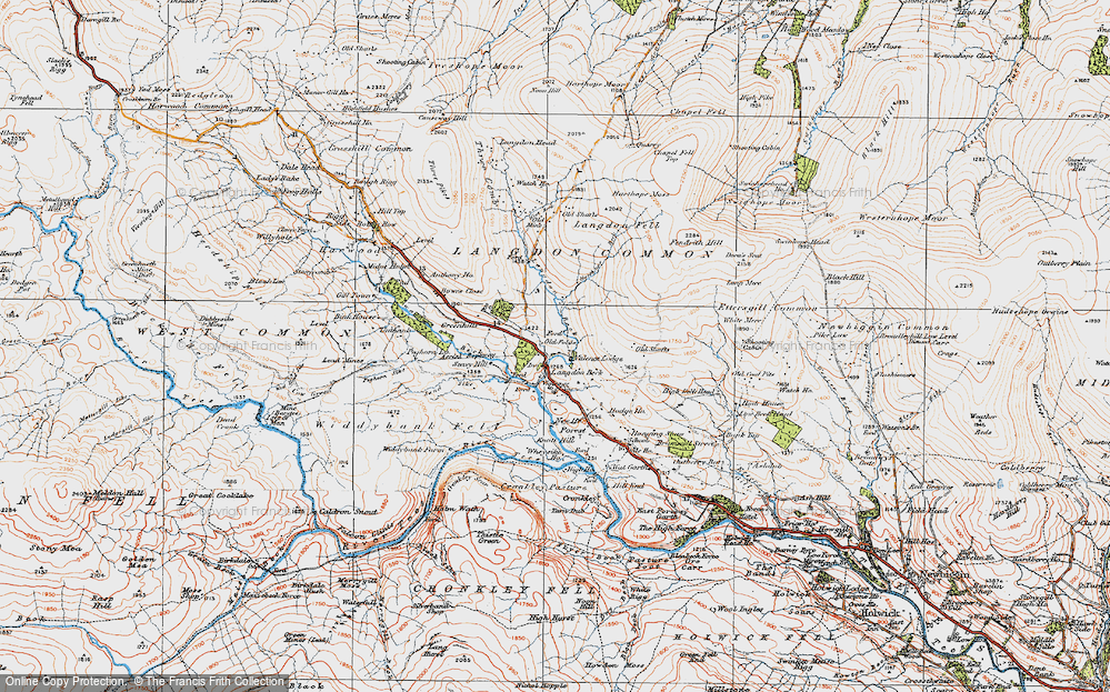 Old Map of Langdon Beck, 1925 in 1925