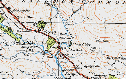 Old map of Langdon Fell in 1925
