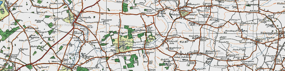 Old map of Langham Hills in 1920